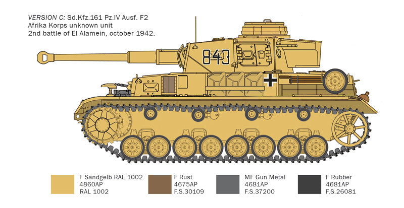 Italeri 1/35 Pz.Kpfw. IV F1/F2/G kit with Afrika Korps Infantry (El Alamein 1942 2022) 6593