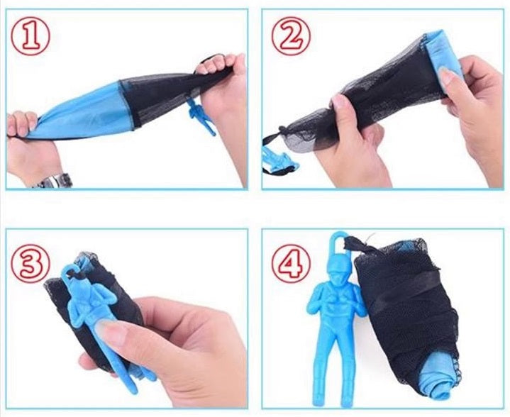 Hand Throw Soldier Parachute Toys Indoor Blue