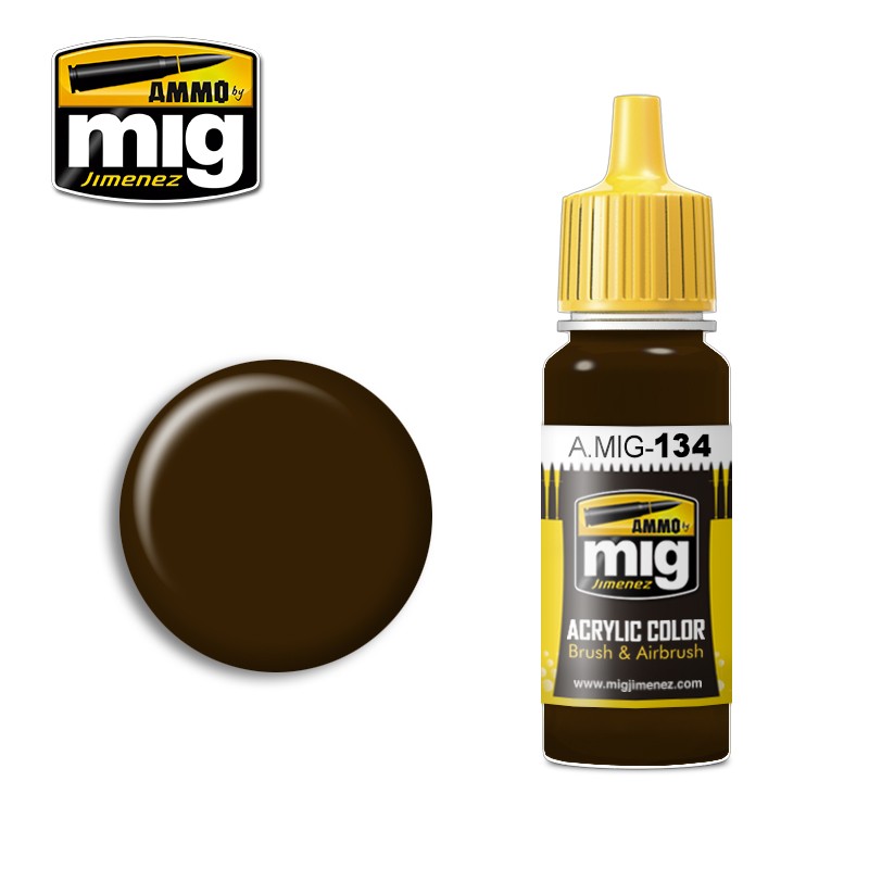 Ammo Mig Jimenez Acrylic 17ml Paint BURNT BROWN RED