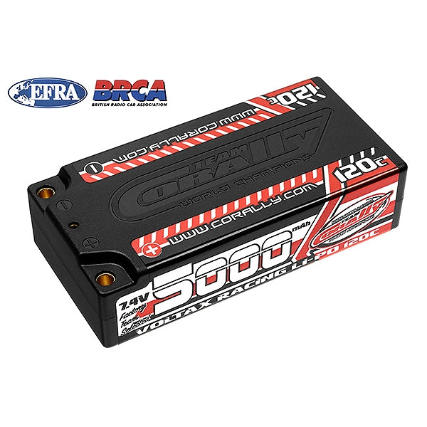 CORALLY VOLTAX 120C LIPO BATTERY 5000MAH 7.4V SHORTY 2S 4MM