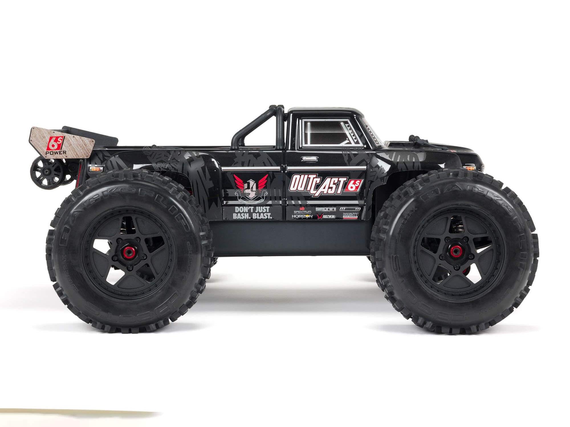 Arrma 1 8 OUTCAST 6S BLX 4WD EXtreme Bash Stunt Truck RTR Black Sussex Model Centre