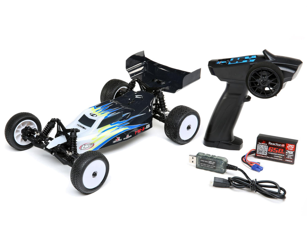 Losi Mini-B: 1/16th 2wd Buggy Black/White Ready to Run