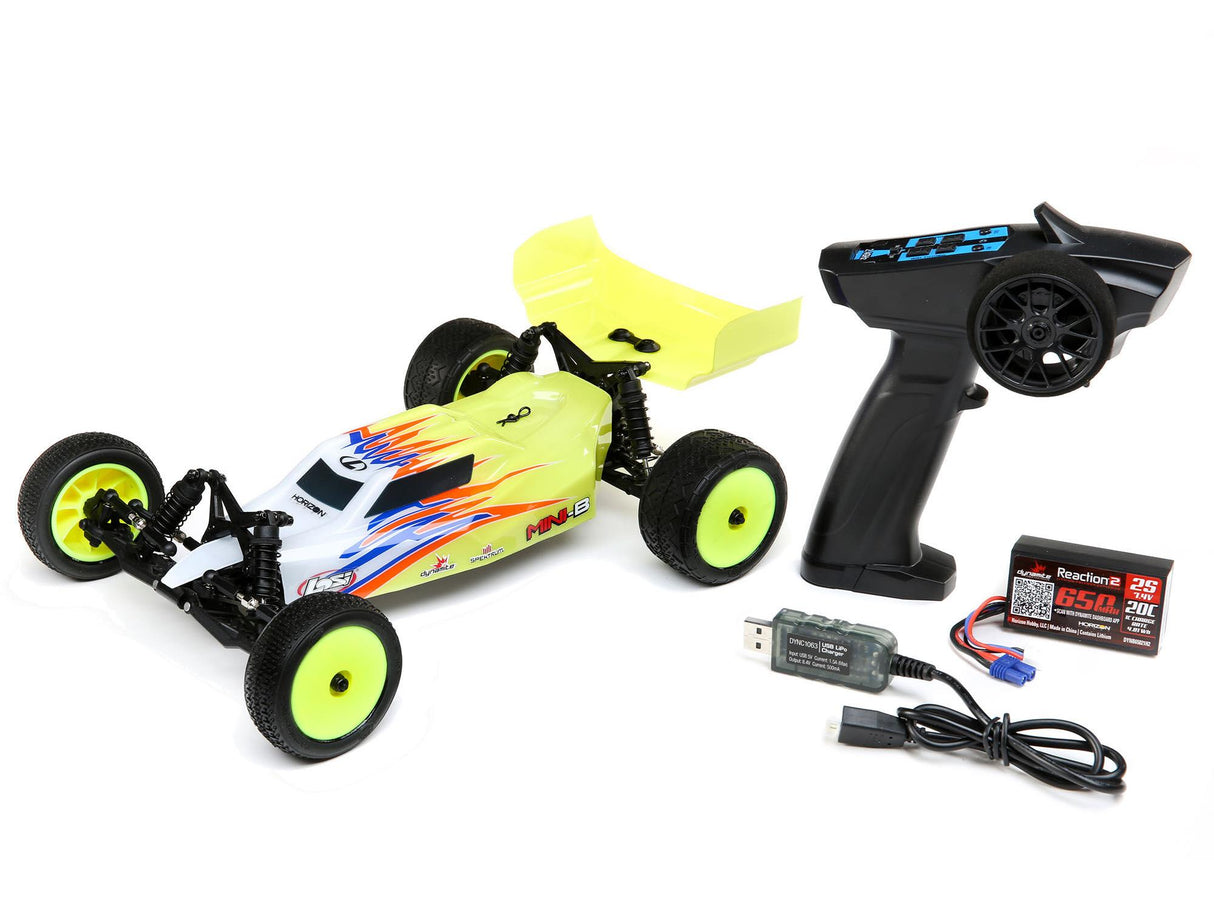 Losi Mini-B: 1/16th 2wd Buggy Yellow/White Ready to Run