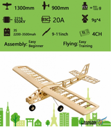 DW Models Cloud Dancer Balsa Kit 1.3M (920kv Motor- 20a ESC-Prop)