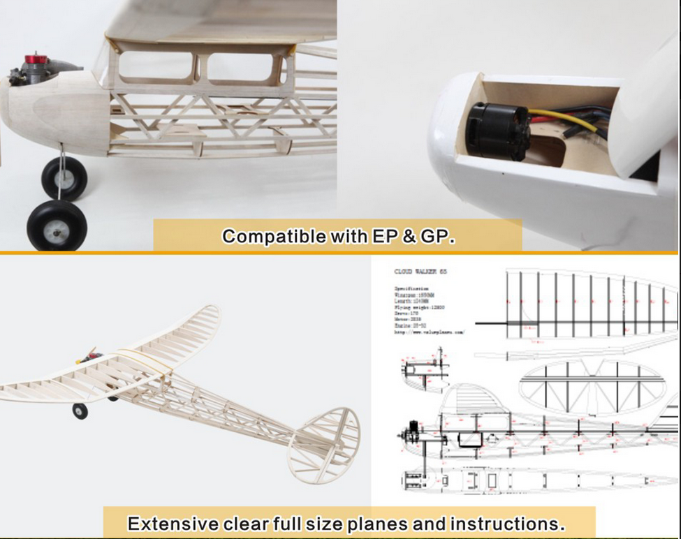 Valueplanes Cloud Walker Vintage Style Laser Cut Kit