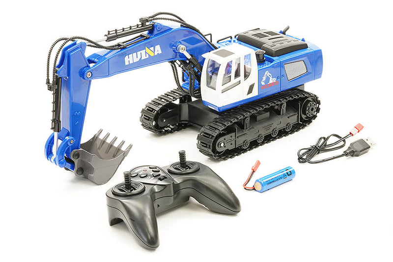 HUINA 2.4G 11CH RC EXCAVATOR BLUE With DIE CAST BUCKET