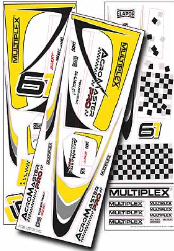 Multiplex Acromaster Pro Decal Set Yellow - Silver