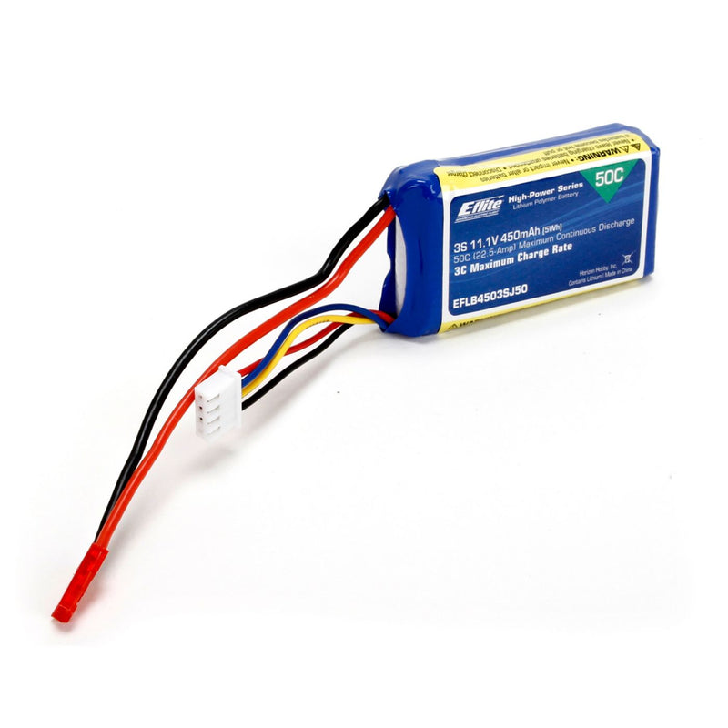 450mAh 3S 11.1volt 50C LiPo 18AWG with JST Connector