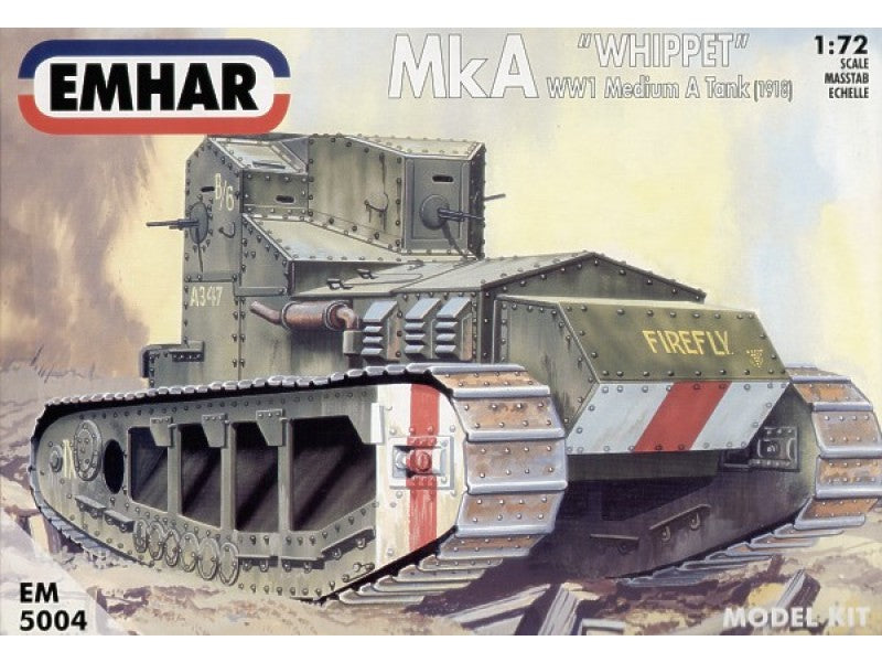 Plastic Kit Emhar 1:72 Scale MkA Whippet WWI Medium A Tank (1918) Kit