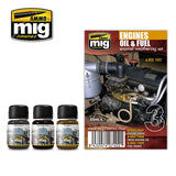 AMMO of Mig Jimenez A.MIG 7402 Engines Oil & Fuel - Enamel Weathering Set