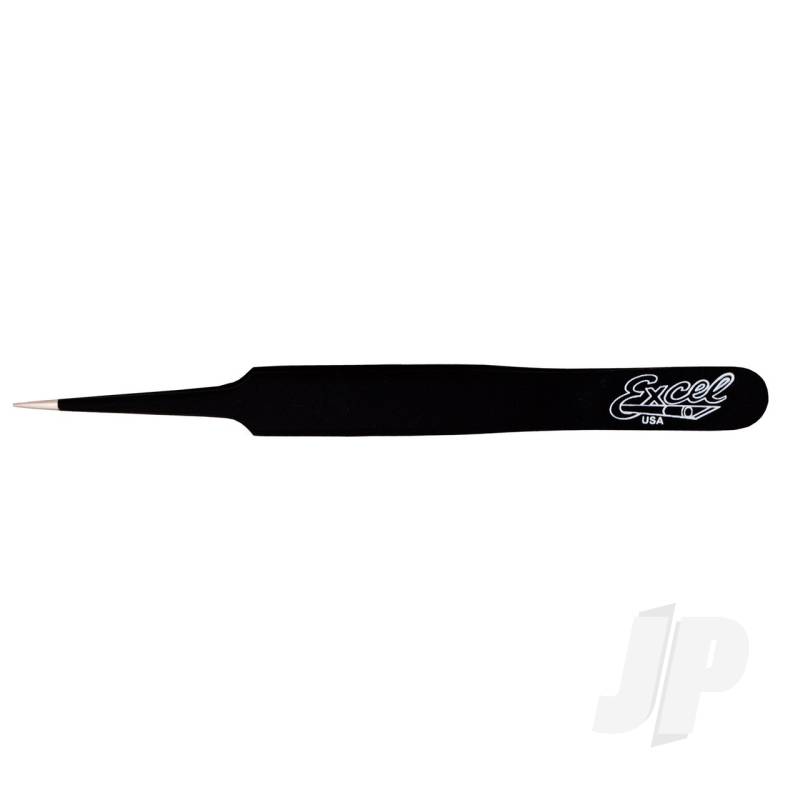 Straight Point Fine Point Tweezers Black (Carded)