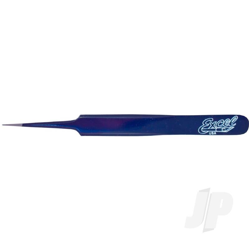 Straight Point Fine Point Tweezers Blue (Carded)