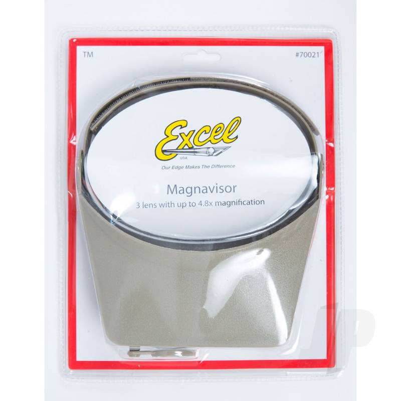 Excel Blades MagniVisor Deluxe Head-Worn Magnifier with 4 Different Lenses  Grey (Boxed)