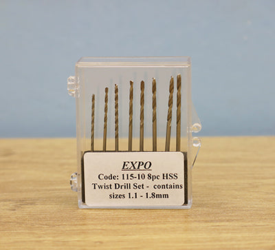 8PC DRILL SET 1.1 - 1.8MM