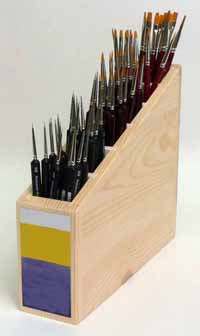 SYNTHETIC HAIR WOOD PAINT BRUSH DISPLAY & 24ea 0/1/2/3/4 & 5