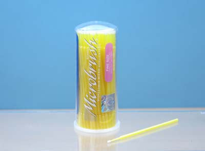 PACK OF 100 FINE YELLOW MICROBRUSH