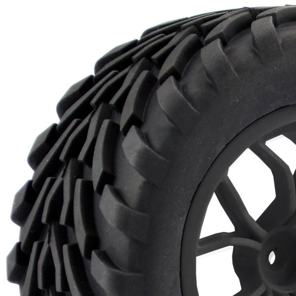 FASTRAX 1/10 MEGA-V TRUCK TYRE MOUNTED ON 12-SPOKE (12mm HEX)