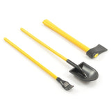 3-PIECE PAINTED HAND TOOLS SHOVEL/AXE/PRY BAR