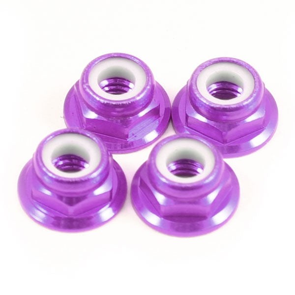 FASTRAX M4 PURPLE ALUMINIUM FLANGED THIN LOCKNUTS