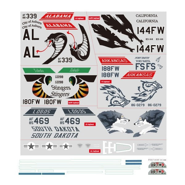 FMS F-16C FIGHTING FALCON 70MM DECAL SHEET