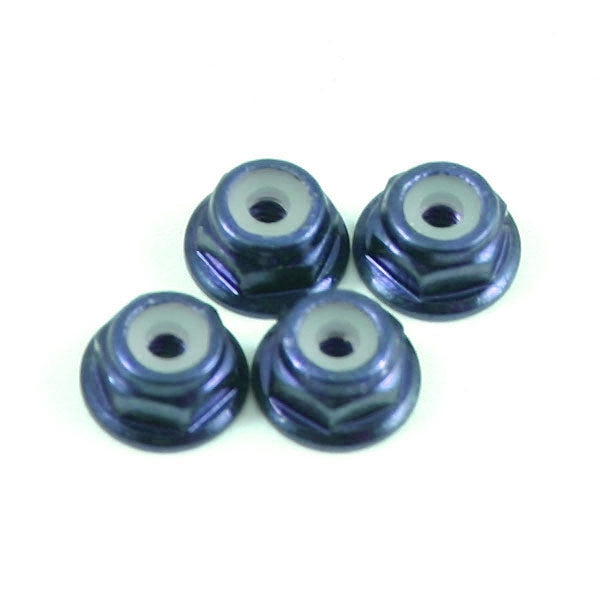 M2 BLUE FLANGED LOCKNUTS 4PCS