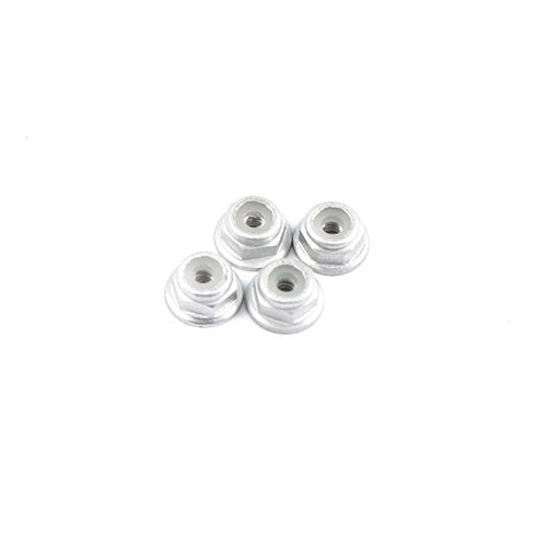 M2 SILVER FLANGED LOCKNUT 4PCS