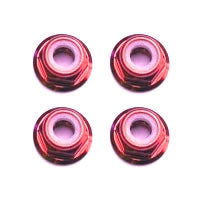 M3 RED FLANGED LOCKNUTS 4PCS