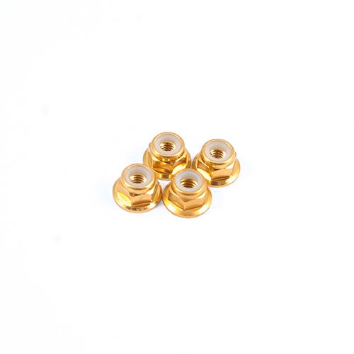 Fastrax M4 GOLD FLANGED LOCKNUTS 4PCS