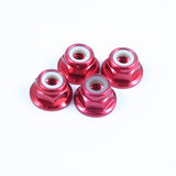 M4 RED FLANGED LOCKNUTS 4PCS