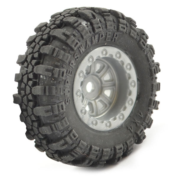 FTX OUTBACK MINI SWAMPER TIRE& WHEEL SET - GREY (4PC)