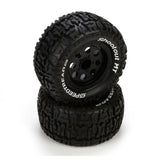 FR/R TirePrmntBlk Wheel (2):1:10 2wd/4wd Ruckus