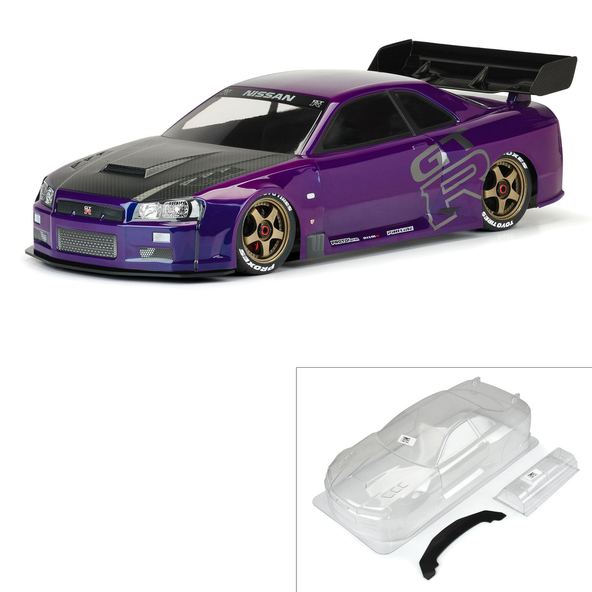 1/7 2002 Nissan Skyline GT-R R34 Clear Body: ARRMA Infractio