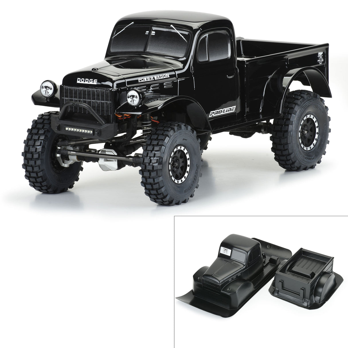 1/10 1946 Dodge Power Wagon Black Body 12.3 (313mm) WB Craw