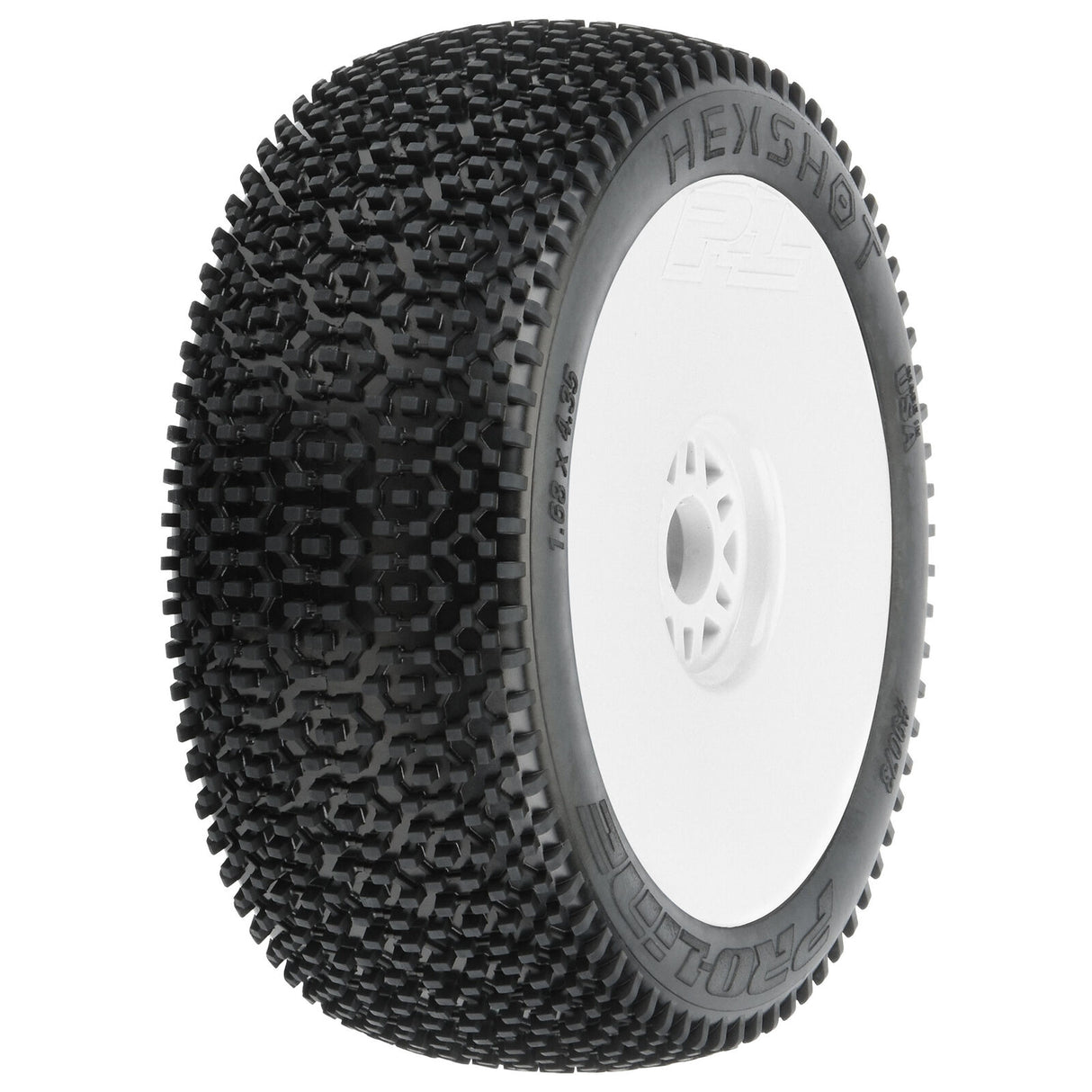 1/8 Hex Shot S3 Front/Rear Buggy Tires Mounted 17mm White (2