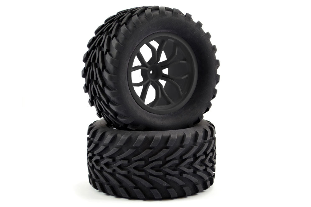 FASTRAX 1/10 MEGA-V TRUCK TYRE MOUNTED ON 12-SPOKE (12mm HEX)