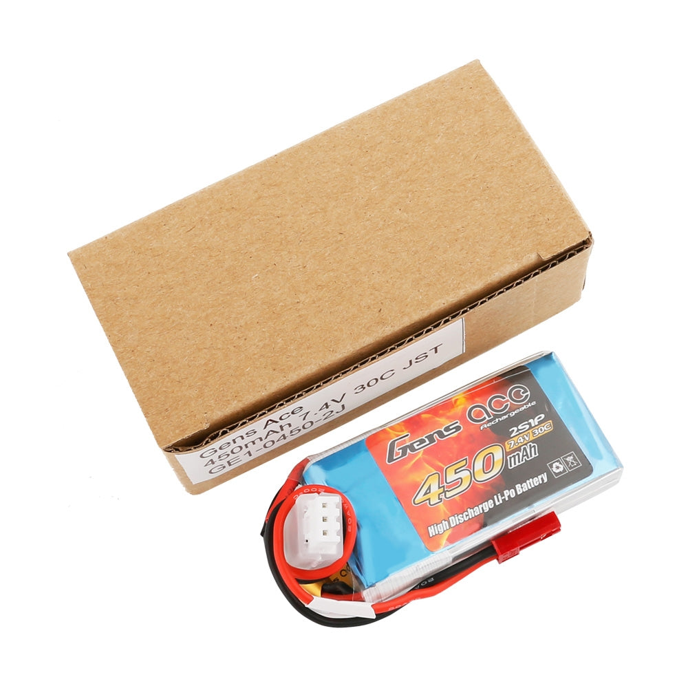 Gens ace Battery LiPo 2S 7.4V-450-30C(JST) 61x32x10mm 32g