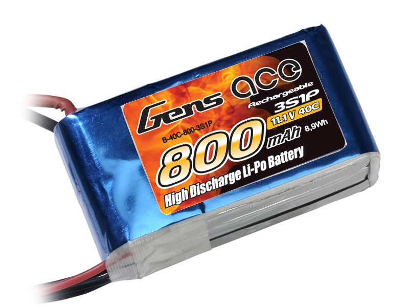 Gens ace Battery LiPo 3S 11.1V-800-40C(JST) 60x30x20mm 70g