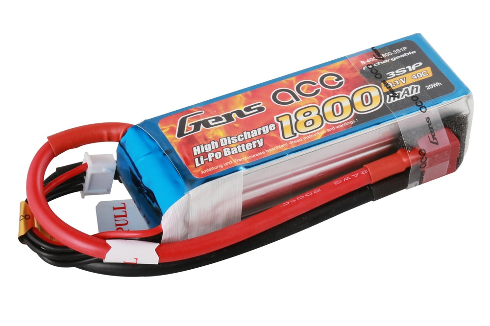 Gens ace Battery LiPo 3S 11.1V-1800-40C(Deans) 97x32x26mm 150g