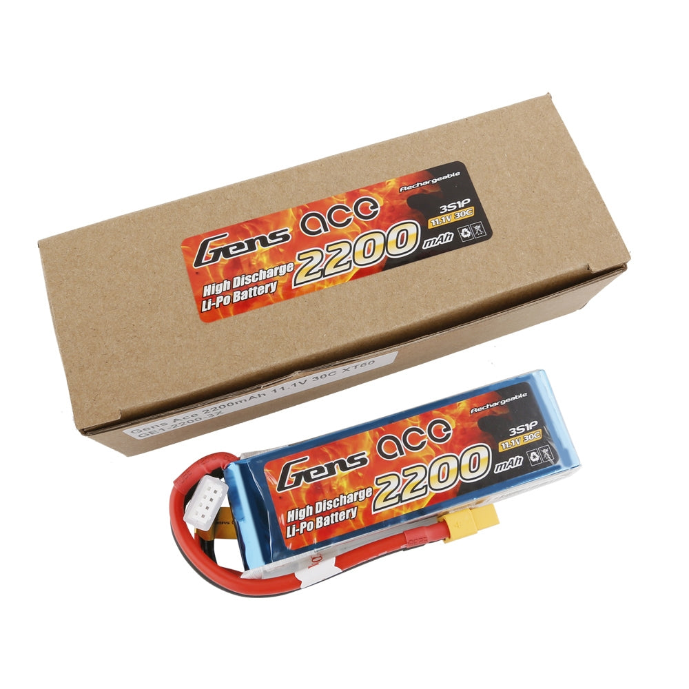 Gens ace Battery LiPo 3S 11.1V-2200-30C(XT60) 108x33x22mm 175g