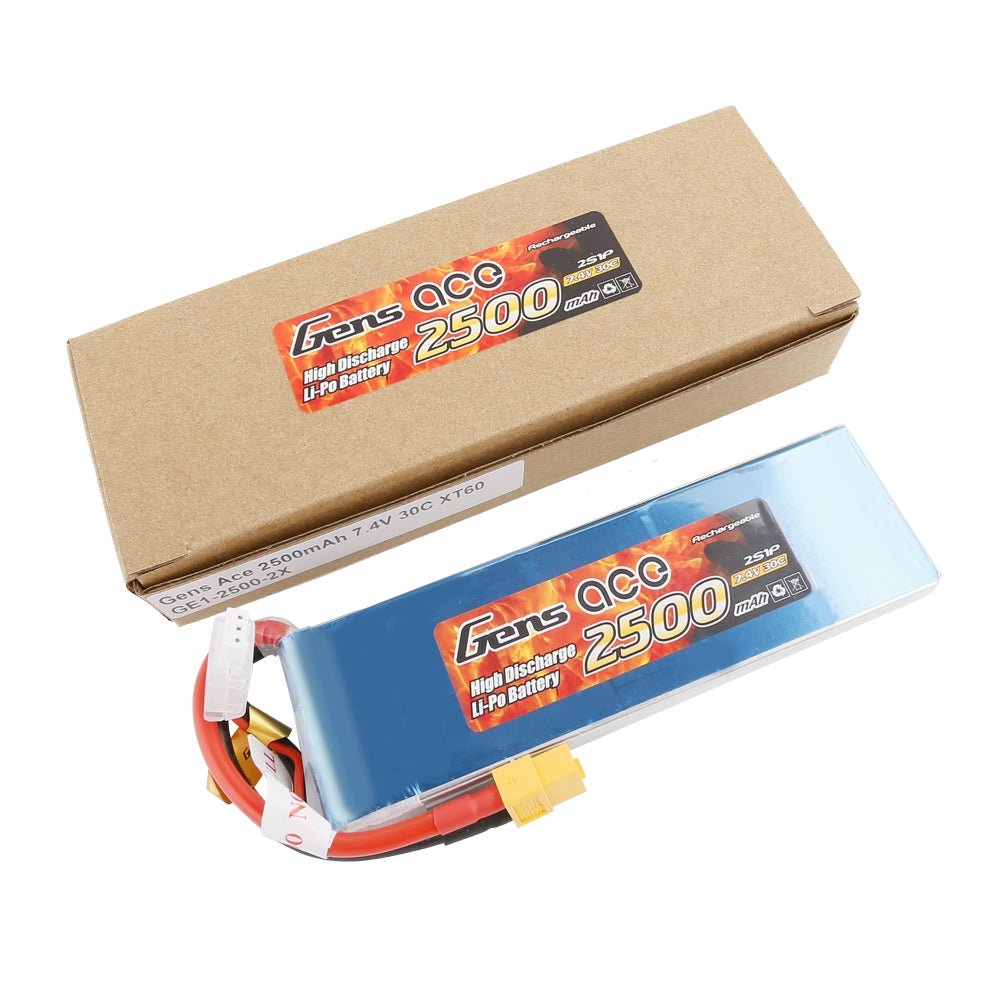 Gens ace Battery LiPo 2S 7.4V-2500-30C(XT60) 136x42x12mm 150g