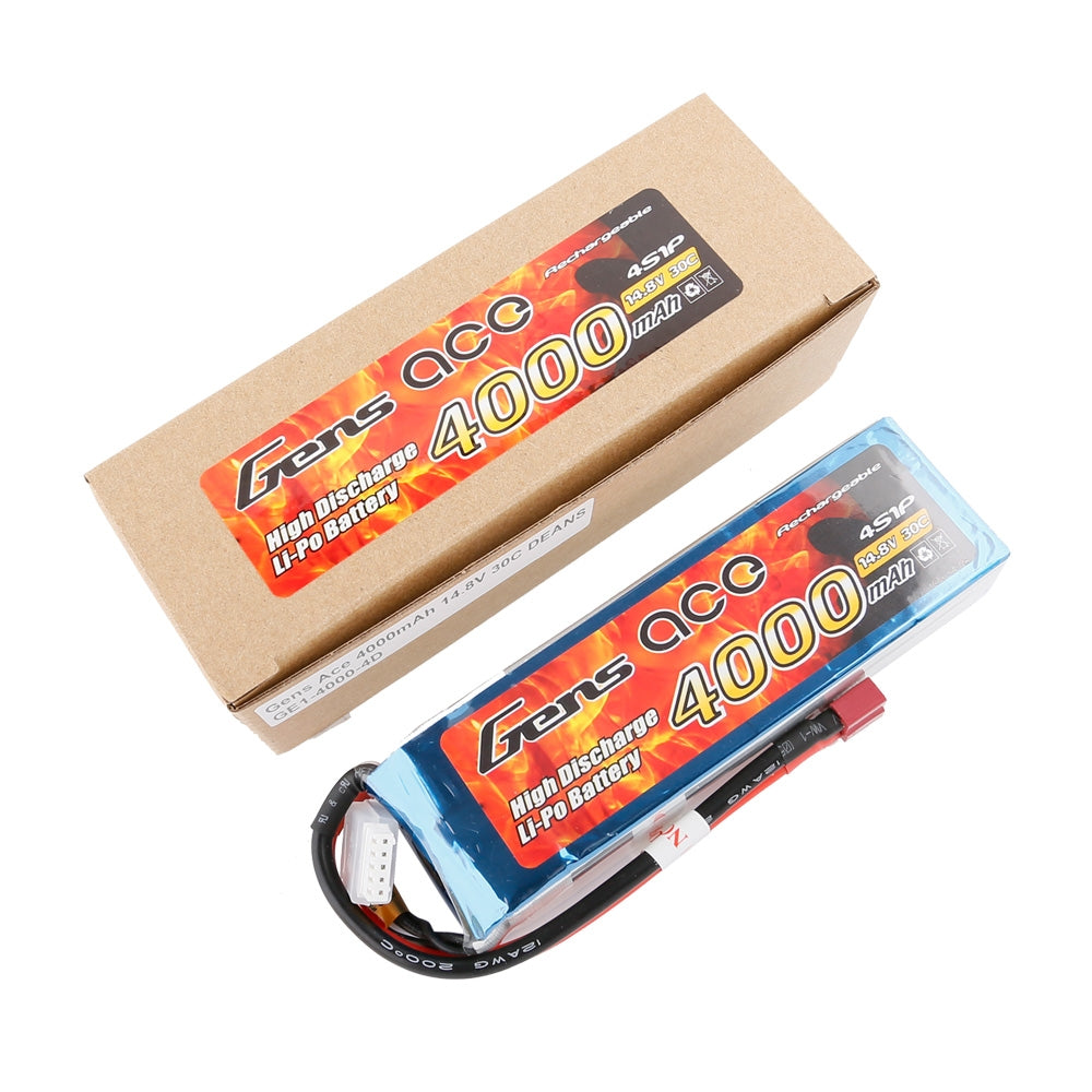 Gens ace Battery LiPo 4S 14.8V-4000-30C(Deans) 142x42x32mm 370g