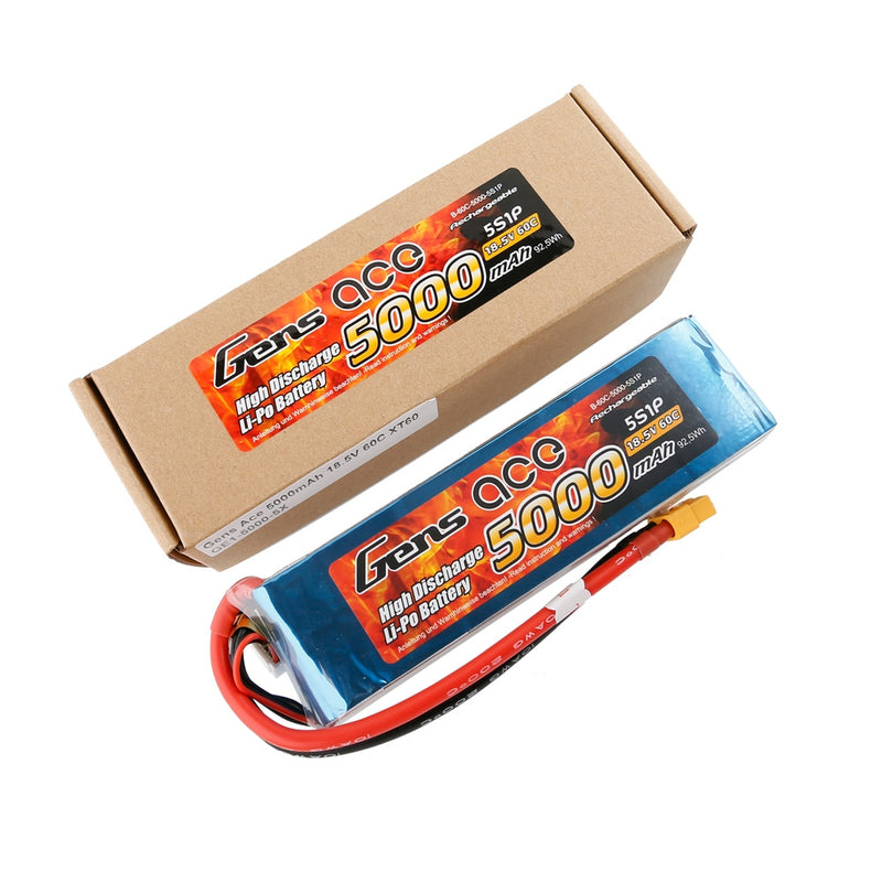 Gens ace Battery LiPo 5S 18.5V-5000-60C(XT60) 165x46x39mm 580g