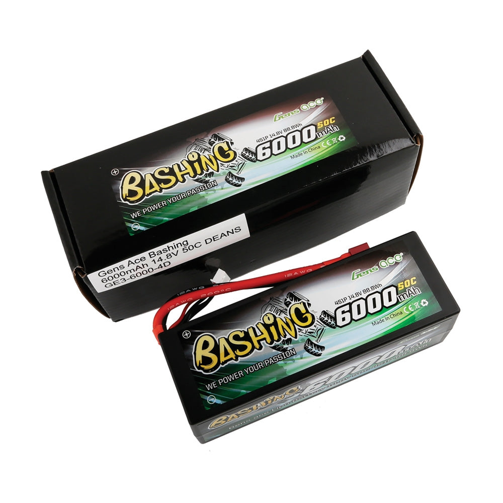 Gens ace Battery LiPo 4S 14.8V-6000-50C(Deans) 139x46x49mm 520g