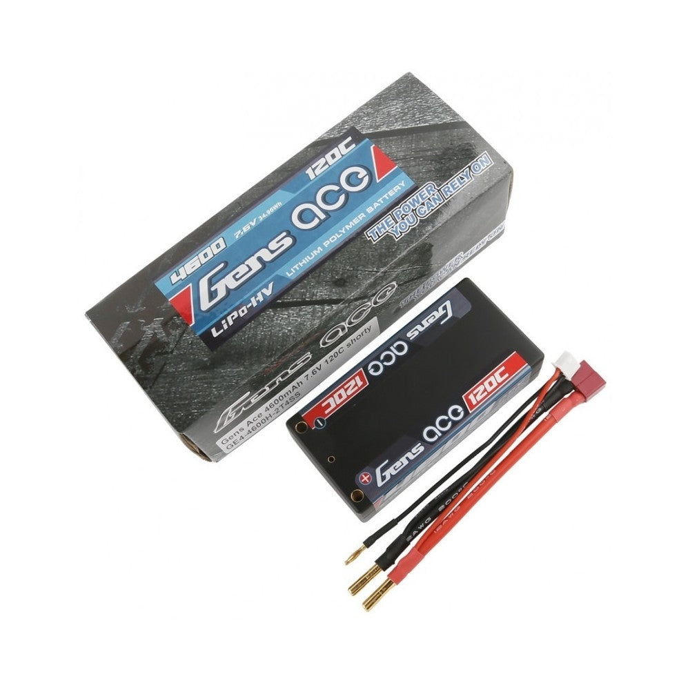 Gens ace Battery LiPo 2S HV 7.6V-120C-4600 4mm Shorty 96x48x26mm-205g