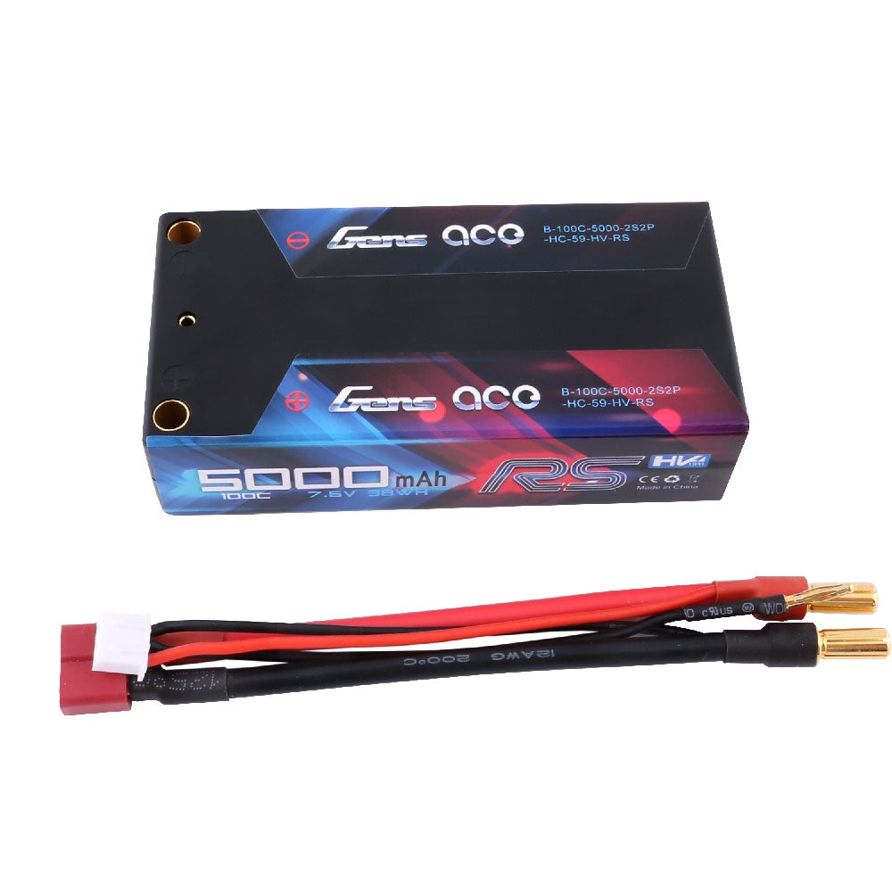 Gens ace Battery LiPo 2S-7.6V-100C-5000 (5mm) Shorty 97x48x26mm 210g