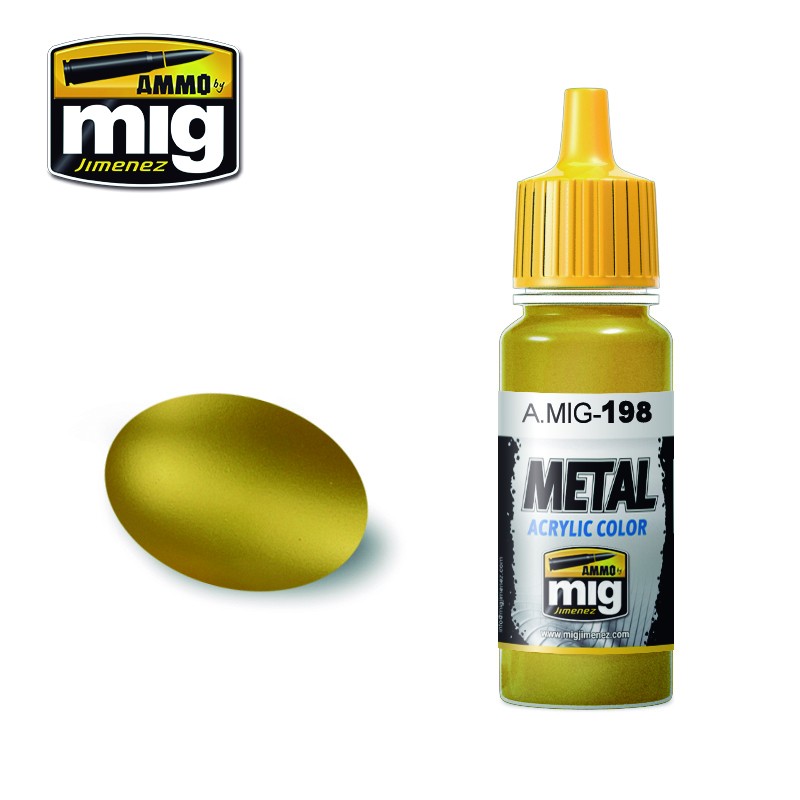 Ammo Mig Jimenez Acrylic Meatal 17ml Paint GOLD