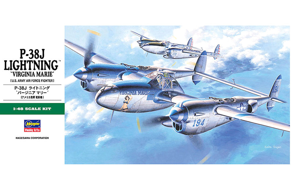 Hasegawa 1/48 P-38J Lightning Virginia Marie U.S.A.F Kit HAJT01