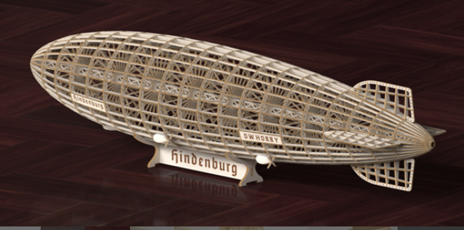 DW Models Hindenburg (Zeppelin) Static Laser Cut Model Kit + Dust Cover