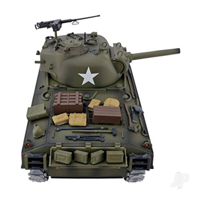 HengLong 1/16 U.S. Medium Tank M4A3 Sherman with Infrared Battle System (2.4GHz + Shooter + Smoke + Sound + Metal Gearbox + Metal Tracks) HLG3898-1P