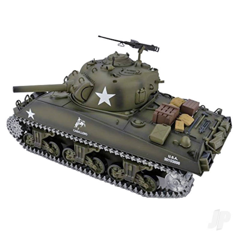 HengLong 1/16 U.S. Medium Tank M4A3 Sherman with Infrared Battle System (2.4GHz + Shooter + Smoke + Sound + Metal Gearbox + Metal Tracks) HLG3898-1P